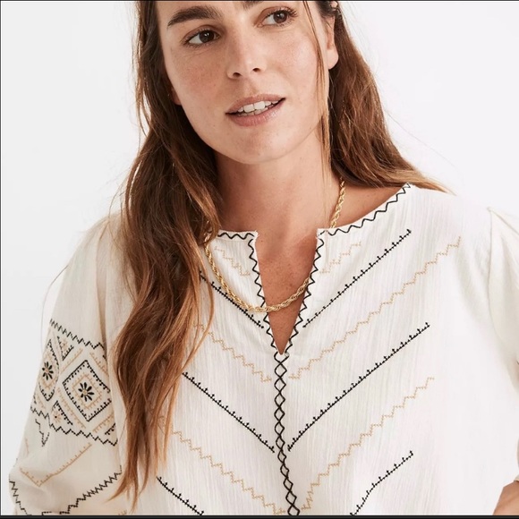 NWT Madewell Embroidered Peasant Top - Picture 4 of 8